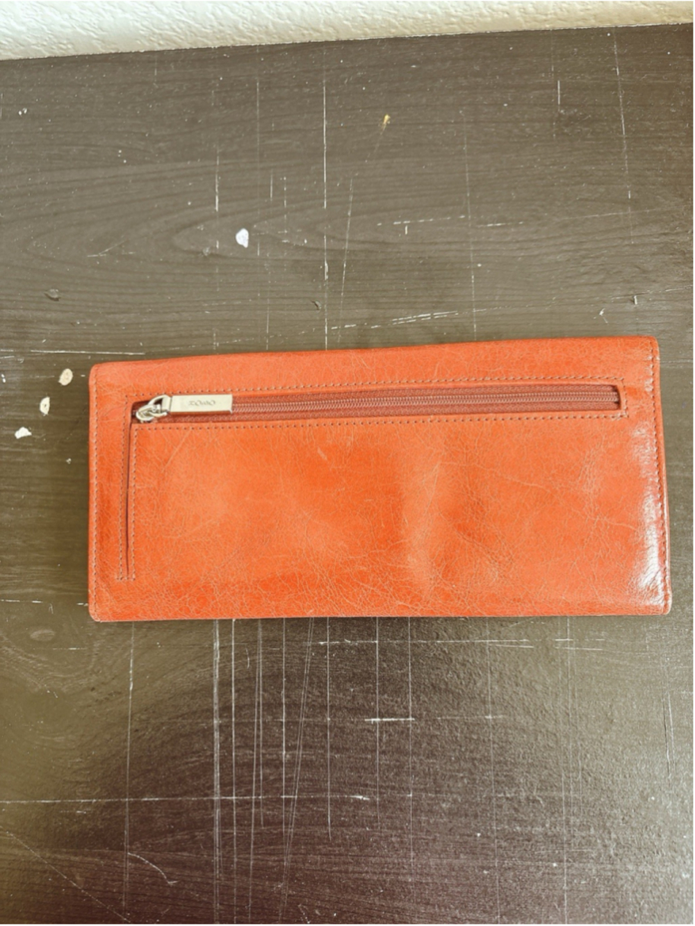 Hobo International Sadie Trifold Wallet Burnt Orange Paisley Lining Snap - Picture 4 of 8